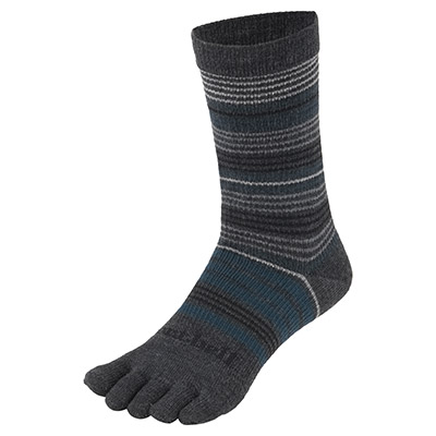 Dark Gray Merino Wool Travel 5 Toe Socks Men's