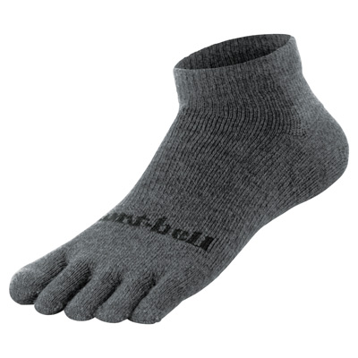 Heather Charcoal Merino Wool Travel 5 Toe Ankle Socks Men's