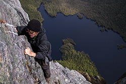 The Direct Ascent Route / Lake Geeves below (photo Jason Macqueen )
