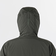 The hook-and-loop tab adjusts the depth and height of the hood
