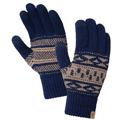 Dark Navy Wool Knit Highland Gloves