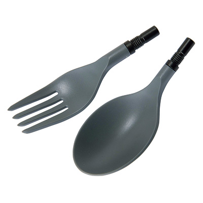 Gunmetal Spoon & Fork Set For Stuck In Nobashi Chopsticks