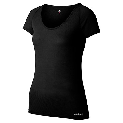 Black ZEO-LINE Light Weight U-Neck T-Shirt Women's