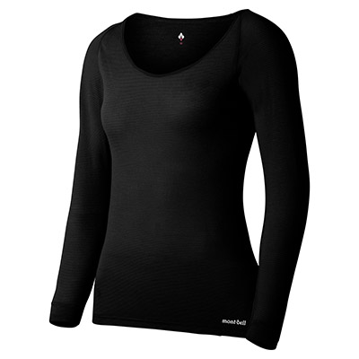 Black ZEO-LINE Light Weight U-Neck Shirt Women's